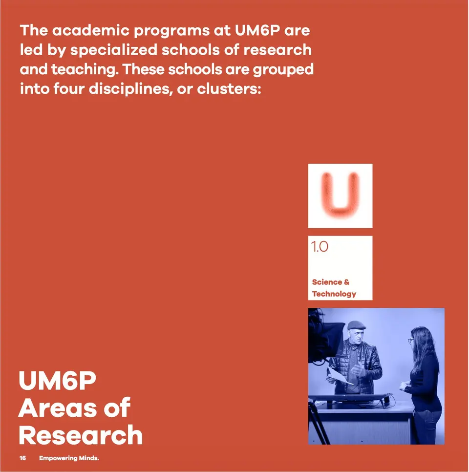 UM6P brand guideline spread — areas of research